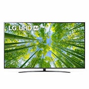 LG TELEVIZOR UHD 4K, Vedere frontală a televizorului LG UHD cu imaginea continuă și sigla produsului aprinsă, 70UQ81003LB, thumbnail 1