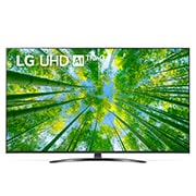 LG UQ81 UHD 4K 65 inch ThinQ AI, Vedere frontală a televizorului LG UHD cu imaginea continuă și sigla produsului aprinsă, 55UQ81003LB, thumbnail 1