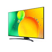 LG Nano76 | 65 inch 4K Cinema HDR | Procesor α5 Gen5 AI 4K | Cinema NanoCell | ThinQ AI |NanoCell Gaming , vedere laterală la 30 de grade cu imagine continuă, 65NANO763QA, thumbnail 3