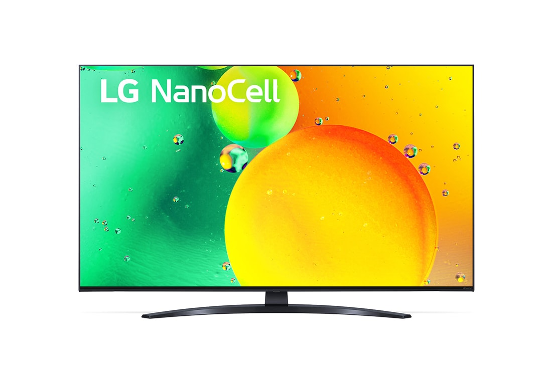 LG Nano76 | 43 inch 4K Cinema HDR | Procesor α5 Gen5 AI 4K | Cinema NanoCell | ThinQ AI |NanoCell Gaming , Vedere frontală a televizorului NanoCell LG, 43NANO763QA