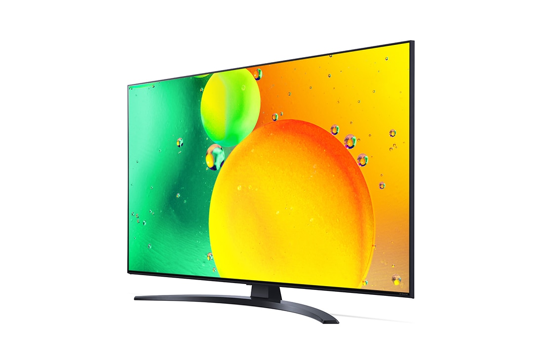 LG Nano76 | 43 inch 4K Cinema HDR | Procesor α5 Gen5 AI 4K | Cinema NanoCell | ThinQ AI |NanoCell Gaming , vedere laterală la 30 de grade cu imagine continuă, 43NANO763QA, thumbnail 3