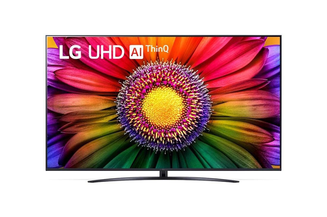 LG UHD UR81 de 75'' 4K Smart TV, 2023, Vedere frontală a televizorului LG UHD, 75UR81003LJ