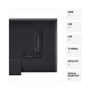 LG AI UT91 de 65'', 4K Smart TV, Vedere din spate cu porturi și informații despre conexiuni, 65UT91003LA, thumbnail 3