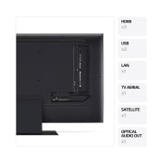 LG AI UT91 de 50'', 4K Smart TV, Vedere din spate cu porturi și informații despre conexiuni, 50UT91003LA, thumbnail 3