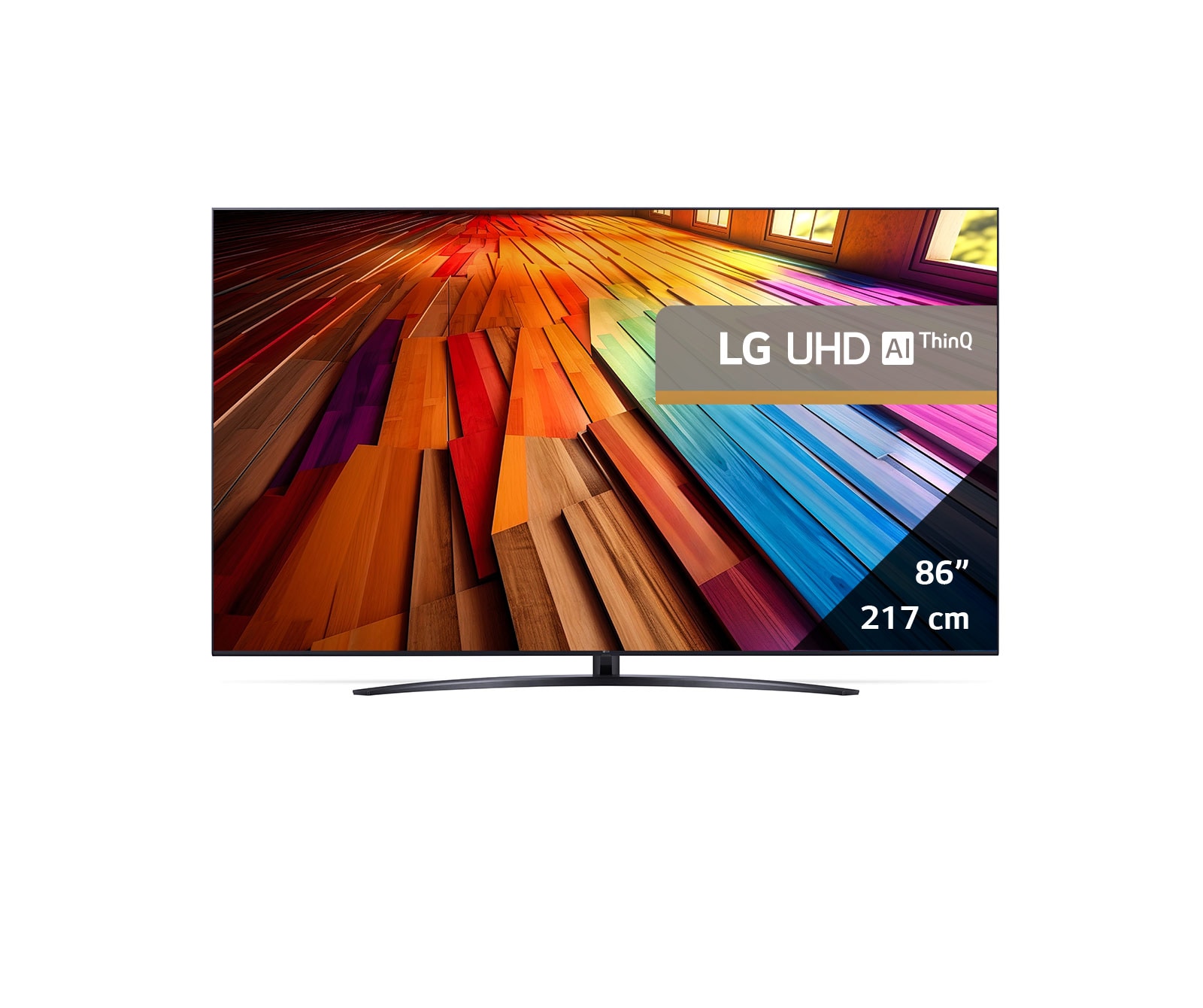 LG AI UT81 de 86'', 4K Smart TV, Rezumatul dimensiunilor lățimii ecranului, înălțimii ecranului, înălțimii totale cu suportul, lățimii și adâncimii suportului, 86UT81003LA, thumbnail 2