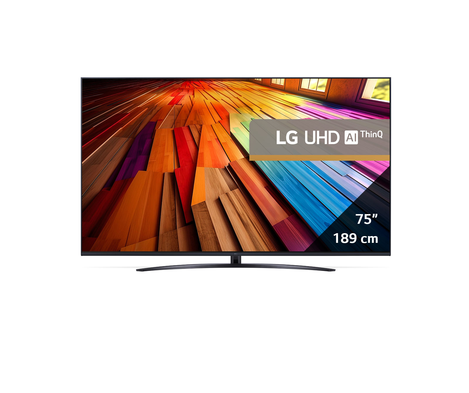LG AI UT81 de 75'', 4K Smart TV, Rezumatul dimensiunilor lățimii ecranului, înălțimii ecranului, înălțimii totale cu suportul, lățimii și adâncimii suportului, 75UT81003LA, thumbnail 2