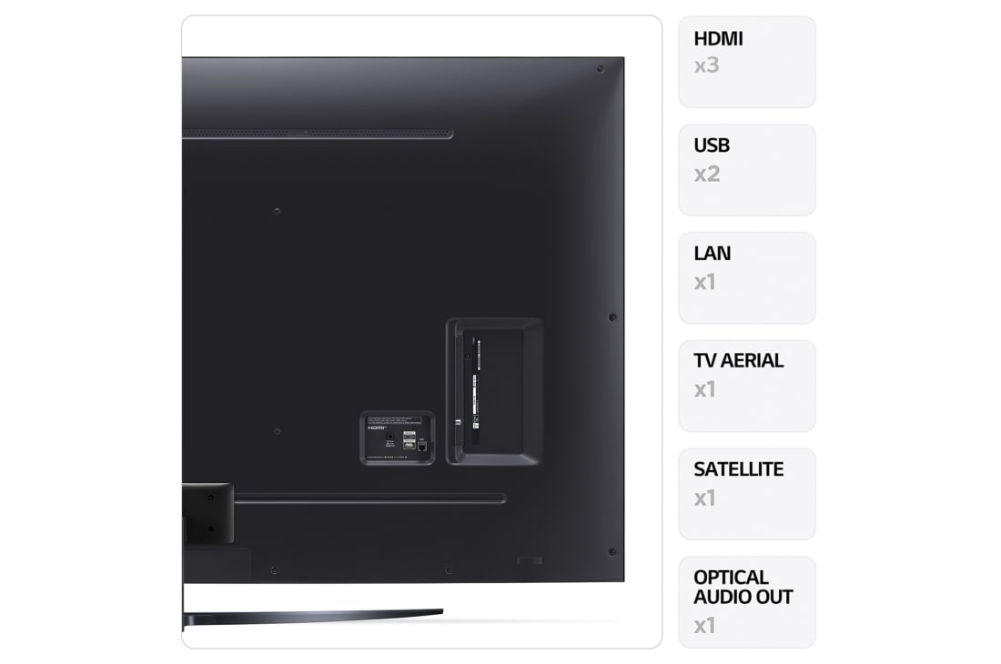 LG AI UT81 de 75'', 4K Smart TV, Vedere din spate cu porturi și informații despre conexiuni, 75UT81003LA, thumbnail 3