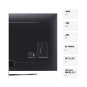 LG AI UT81 de 75'', 4K Smart TV, Vedere din spate cu porturi și informații despre conexiuni, 75UT81003LA, thumbnail 3
