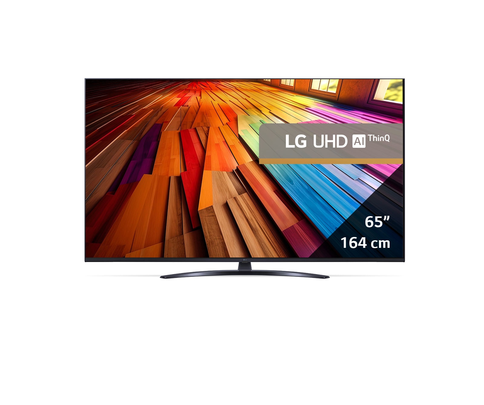 LG AI UT81 de 65'', 4K Smart TV, Rezumatul dimensiunilor lățimii ecranului, înălțimii ecranului, înălțimii totale cu suportul, lățimii și adâncimii suportului, 65UT81003LA, thumbnail 2