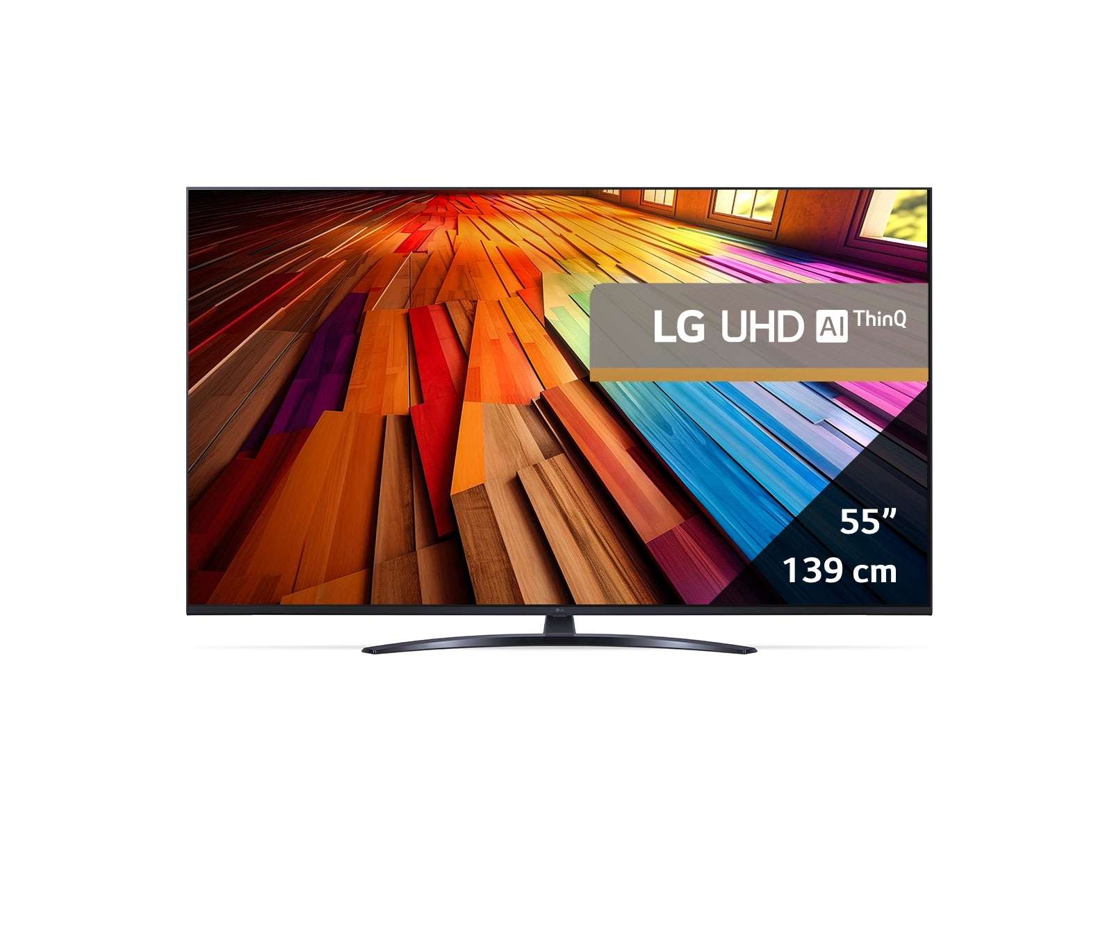 LG AI UT81 de 55'', 4K Smart TV, Rezumatul dimensiunilor lățimii ecranului, înălțimii ecranului, înălțimii totale cu suportul, lățimii și adâncimii suportului, 55UT81003LA, thumbnail 2