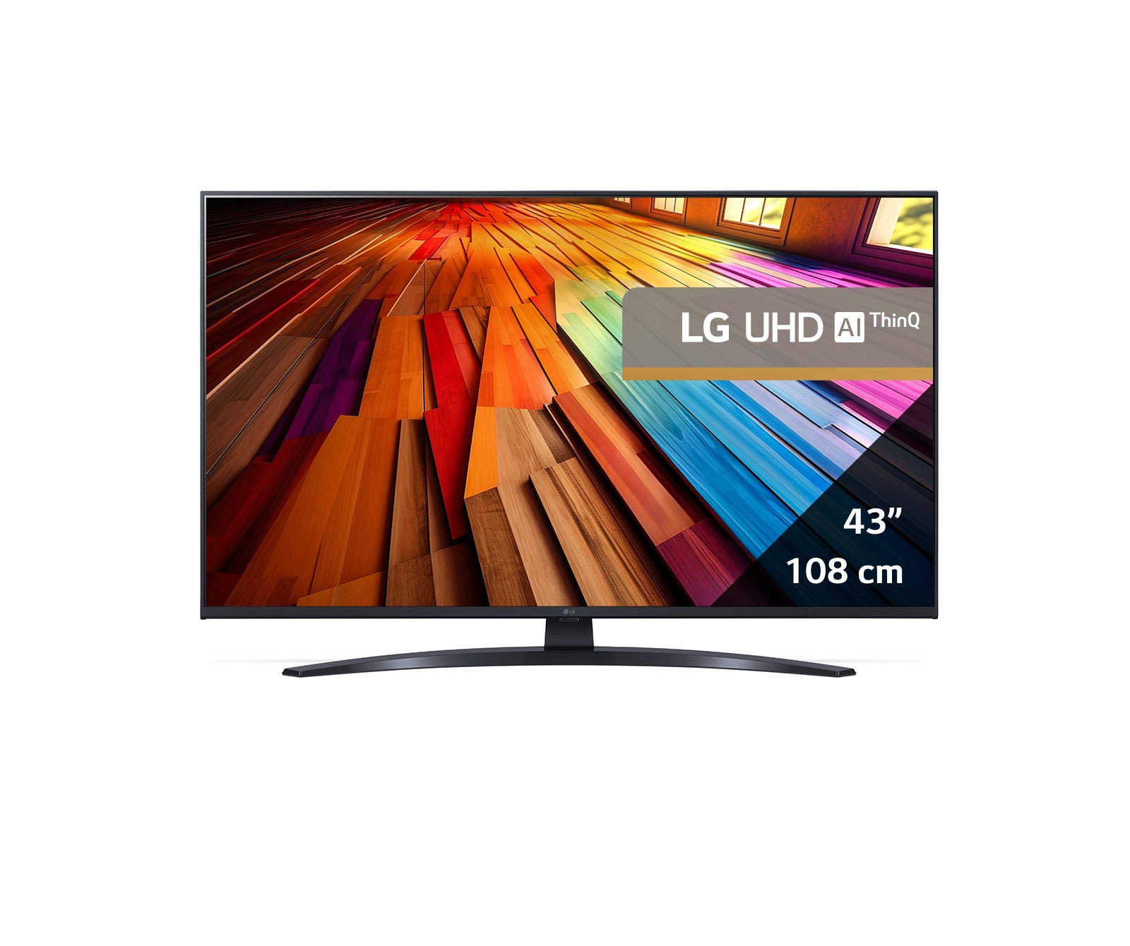 LG AI UT81 de 43'', 4K Smart TV, Rezumatul dimensiunilor lățimii ecranului, înălțimii ecranului, înălțimii totale cu suportul, lățimii și adâncimii suportului, 43UT81003LA, thumbnail 2