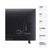LG AI NANO81 de 43'', 4K Smart TV, Vedere din spate cu porturi și informații despre conexiuni, 43NANO81T3A, thumbnail 3