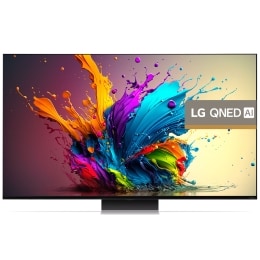 Imagine frontală cu televizorul LG QNED, QNED91 cu textul LG QNED MiniLED și 2024 pe ecran2