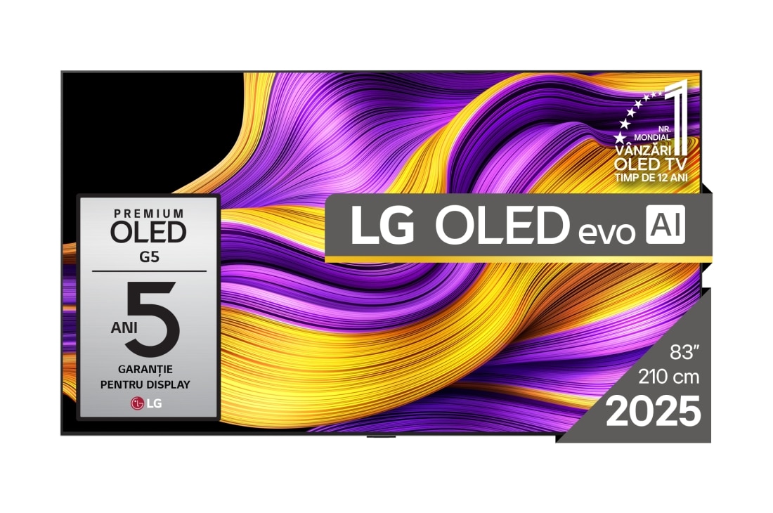 LG OLED evo AI G5 de 83 inch, 4K Smart TV, 2025, OLED83G51LW