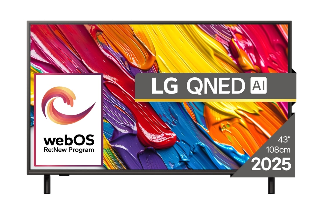 LG QNED84 AI de 43 inch, 4K Smart TV, 2025, Vizualizare față, 43QNED84A3C