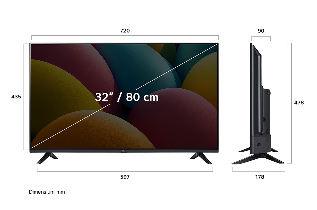LG LR60 de 32 inch, Full HD Smart TV, size, 32LR60006LA, thumbnail 3