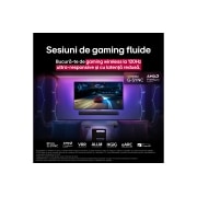 LG Televizor True Wireless LG SIGNATURE OLED M5 de 97 inch, cu transfer video și audio 4K, LG OLED M5 TV pe care este jucat un joc pe ecran, arătând experiența de joc fluentă și fără probleme. Cutia Zero Connect este văzută, dar se combină bine cu spațiul. Sunt vizibile certificările de joc, OLED97M59LA, thumbnail 12