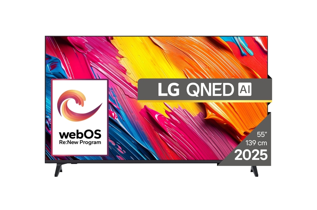 LG 55 Inch LG QNED AI QNED70 4K Smart TV 2025, front view, 55QNED70A6A