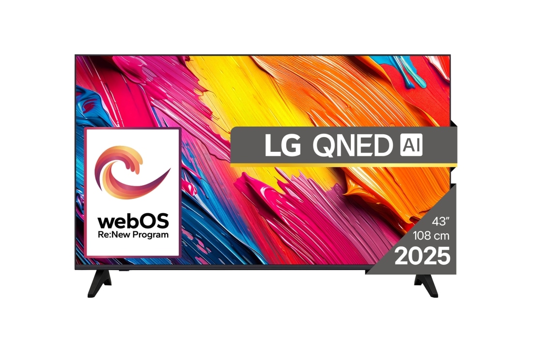 LG 43 Inch LG QNED AI QNED70 4K Smart TV 2025, front view, 43QNED70A6A