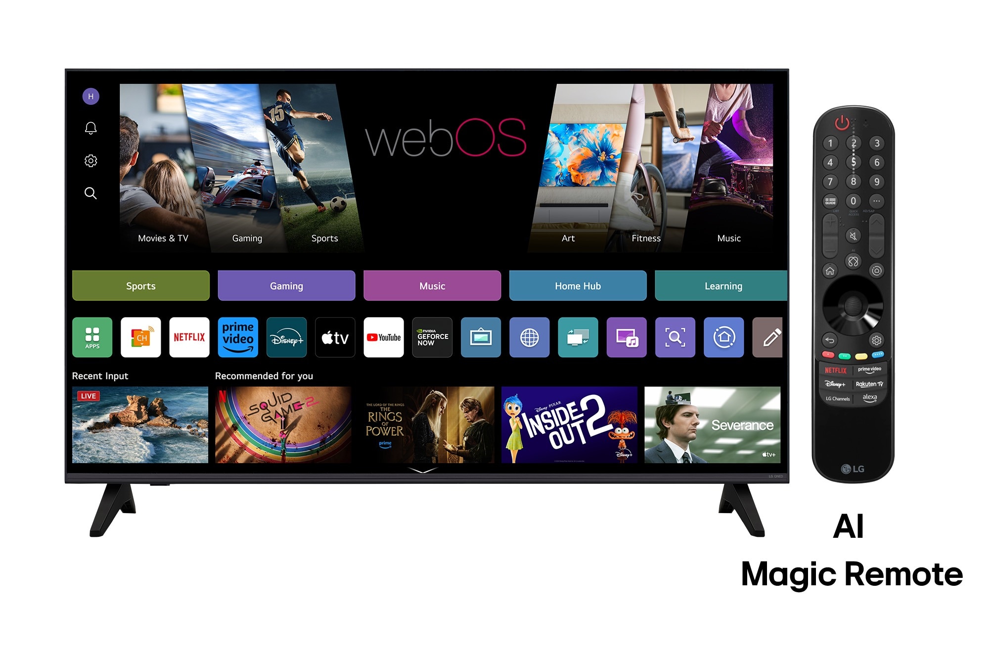 LG 43 Inch LG QNED AI QNED70 4K Smart TV 2025, Vedere frontală a LG QNED70 TV, cu sigla LG QNED Al în colțul de sus. LG QNED TV înfățișează texturi colorate de tip tablou care se îmbină., 43QNED7EA6B, thumbnail 3