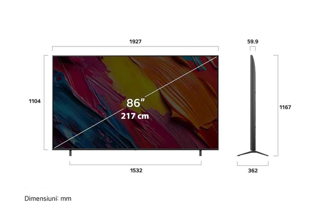 LG 86 Inch LG QNED AI QNED7E 4K Smart TV 2025, Vedere laterală din partea stângă a LG QNED70 TV , 86QNED7EA6B, thumbnail 5