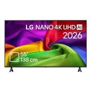 LG 55 inch LG NANO 4K UHD AI NU80 Smart TV 2026, 55NU800B3LA, thumbnail 1
