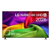 LG 75 inch LG NANO 4K UHD AI NU80 Smart TV 2026, 75NU800B3LA, thumbnail 1