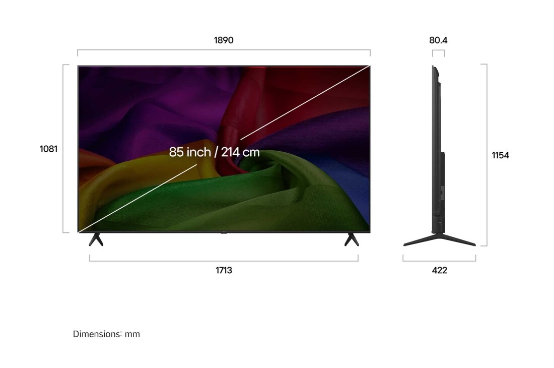 LG 85 inch LG NANO 4K UHD AI NU80 Smart TV 2026, 85NU800B3LA, thumbnail 3