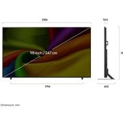LG 98 inch LG NANO 4K UHD AI NU90 Smart TV 2026, dimension view, 98NU900B6LB, thumbnail 3