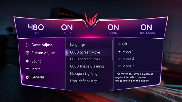 Imagine de setare GUI OLED Screen Move.