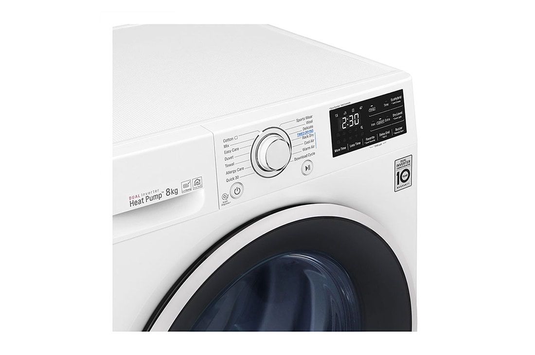 LG Uscător pompă de căldură Dual Inverter | 8kg | Clasa A+++ | Condensator curățare automată | EcoHybrid | ThinQ™ | Alb, RC80U2AV4D, thumbnail 6