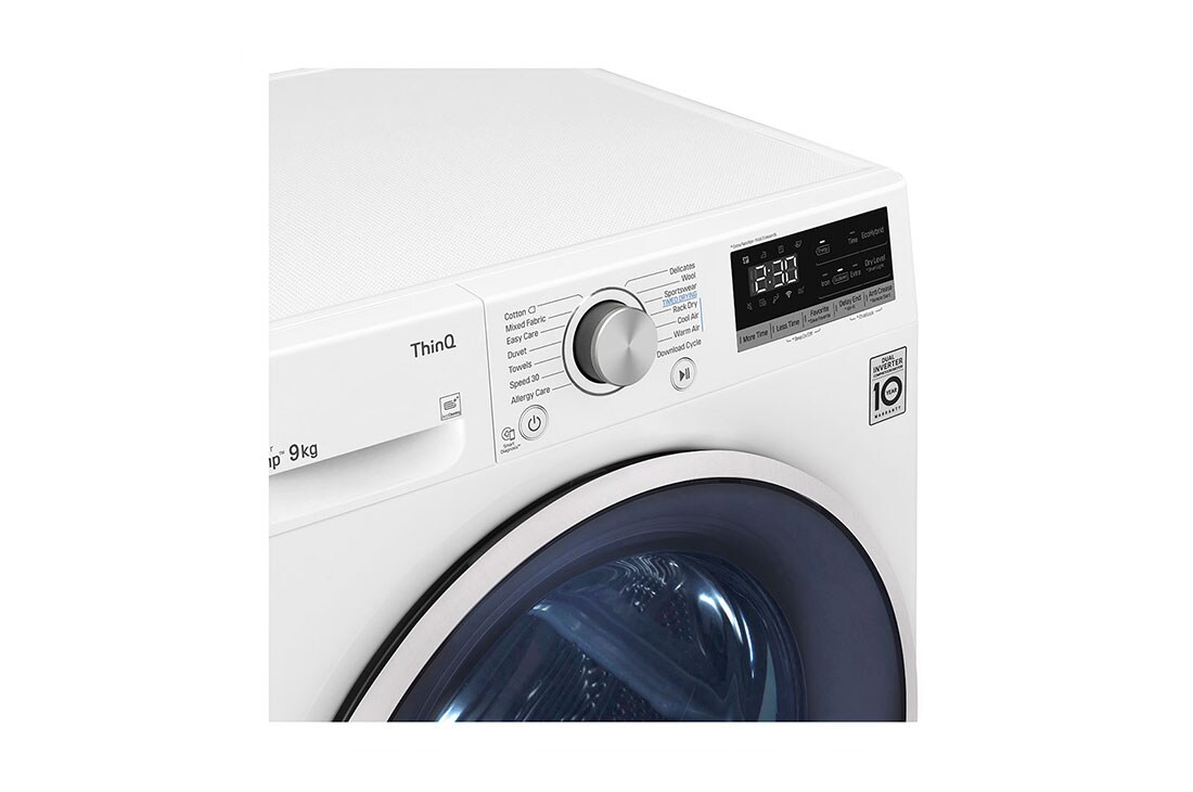 LG Uscător pompă de căldură, Dual Inverter, 9kg, Clasa A++, ThinQ™, Alb, RH90V5AV6Q, thumbnail 7