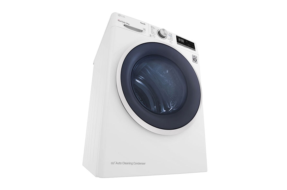 LG Uscător pompă de căldură, Dual Inverter, 9kg, Clasa A++, ThinQ™, Alb, Left perspective image, RH90V5AV6Q, thumbnail 8