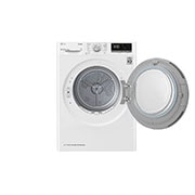 LG Uscător pompă de căldură, Dual Inverter, 9kg, Clasa A++, ThinQ™, Alb, Front View with left door open, RH90V5AV6Q, thumbnail 3