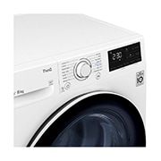 LG Uscător de rufe cu pompă de căldură, Dual Inverter, 8kg, Clasa D, EcoHybrid™, ThinQ™, Alb, Cut image with front view, RH80V3AV6N, thumbnail 7