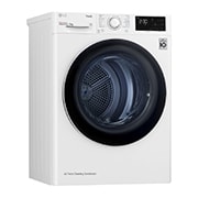 LG Uscător de rufe cu pompă de căldură, Dual Inverter, 8kg, Clasa D, EcoHybrid™, ThinQ™, Alb, Left perspective image, RH80V3AV6N, thumbnail 8