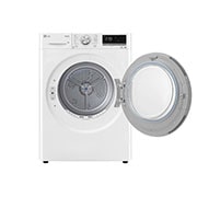 LG Uscător cu pompă de căldură, Dual Inverter, 9kg, Clasa D, EcoHybrid™, ThinQ™, Alb, Front View with left door open, RH90V5AV6N, thumbnail 3