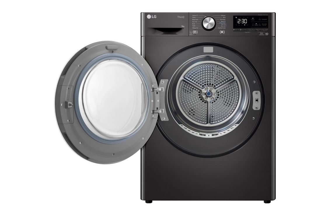 LG Uscător cu pompă de căldură, Dual Inverter, 9kg, Clasa C, Allergy Care, ThinQ™,  Gri inchis, RH90V9JV2N, thumbnail 2