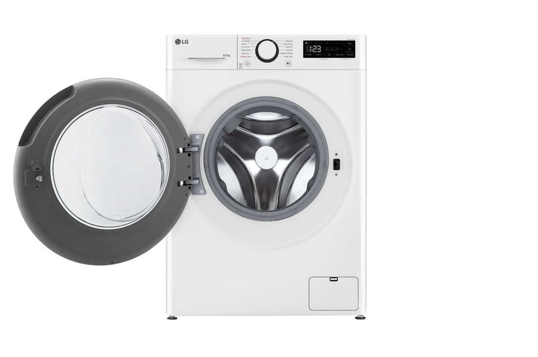 LG Masina de Spalat cu Uscator, Slim, 8 kg spalare / 5 kg uscare, Motor Inverter Direct Drive™, Alb, Front view open door, F2DR508SBW, thumbnail 2