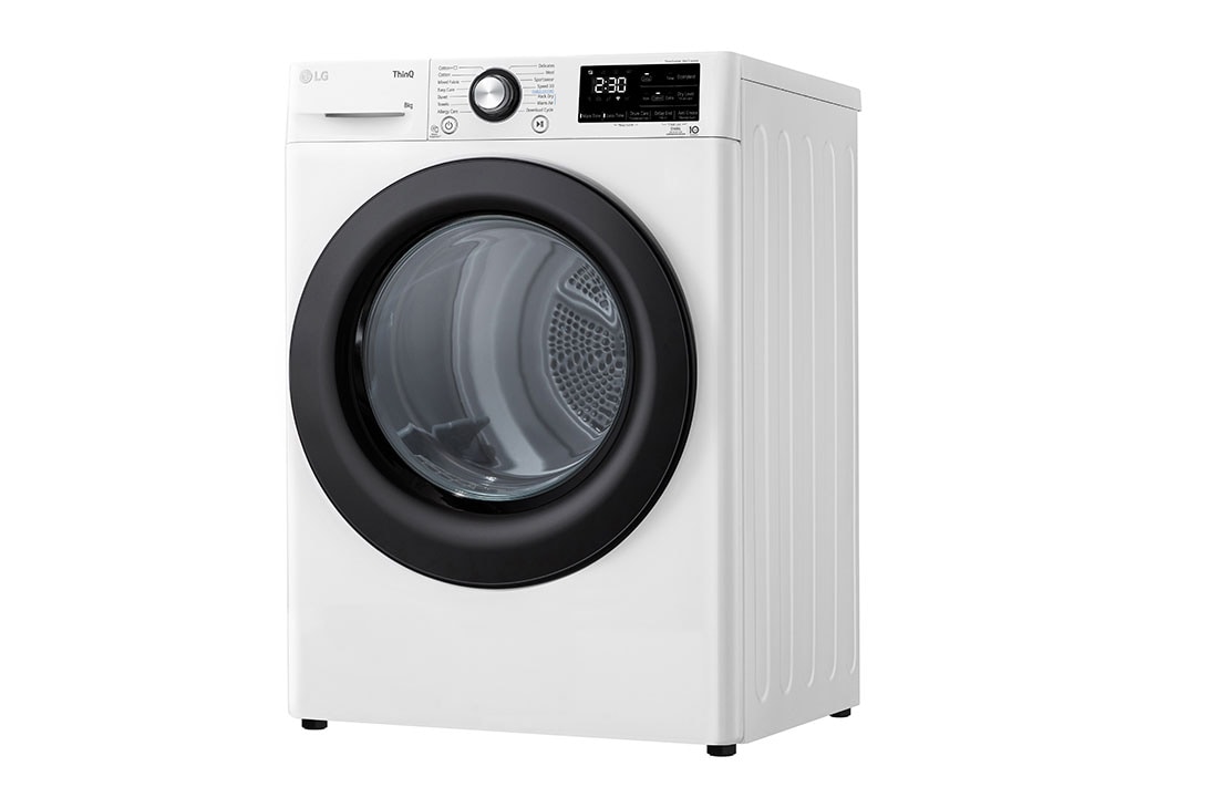 LG Uscător de rufe cu pompă de căldură, Dual Inverter, 8kg, EcoHybrid™, ThinQ™, Alb, Right perspective image, RH80V3AVBN, thumbnail 10