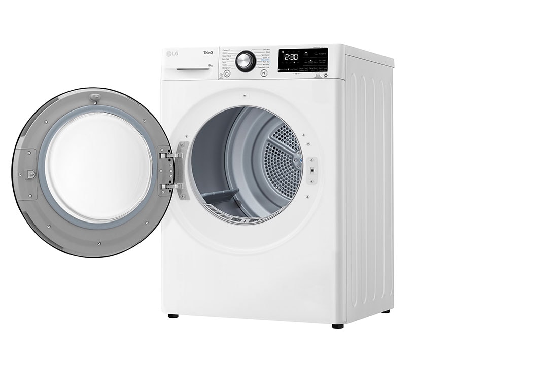 LG Uscător de rufe cu pompă de căldură, Dual Inverter, 8kg, EcoHybrid™, ThinQ™, Alb,  perspective image, RH80V3AVBN, thumbnail 11