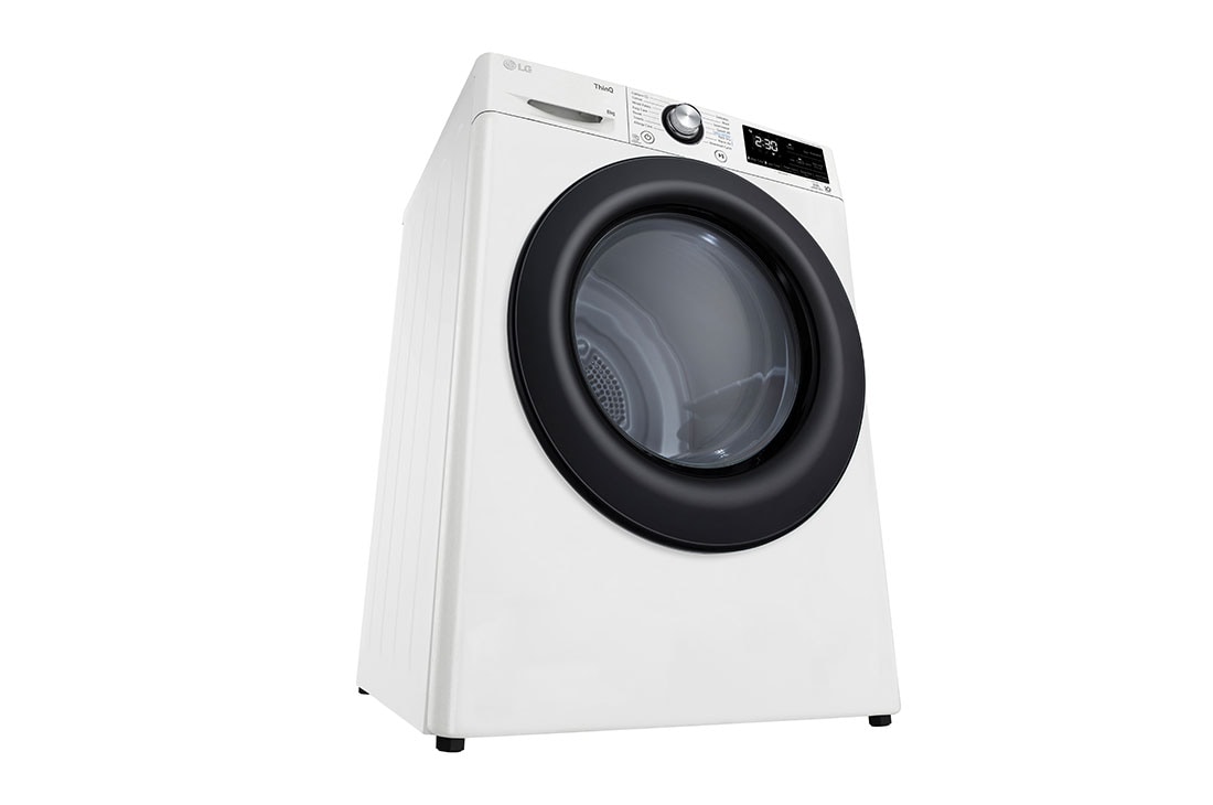 LG Uscător de rufe cu pompă de căldură, Dual Inverter, 8kg, EcoHybrid™, ThinQ™, Alb, Right perspective image, RH80V3AVBN, thumbnail 12