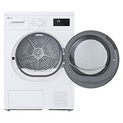 LG Uscător de rufe cu pompă de căldură, 8 kg, seria 2, alb, imagine cu ușa din față deschisă a uscătorului, RHX1009NWK, thumbnail 2