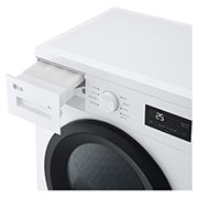 LG Uscător de rufe cu pompă de căldură, 8 kg, seria 2, alb, imagine cu uscătorul cu sertarul de detergent deschis, RHX1009NWK, thumbnail 8