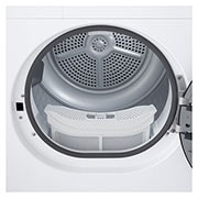 LG Uscător de rufe cu pompă de căldură, 8 kg, seria 2, alb, imagine detaliată cu interiorul frontal superior al uscătorului, RHX1009NWK, thumbnail 10