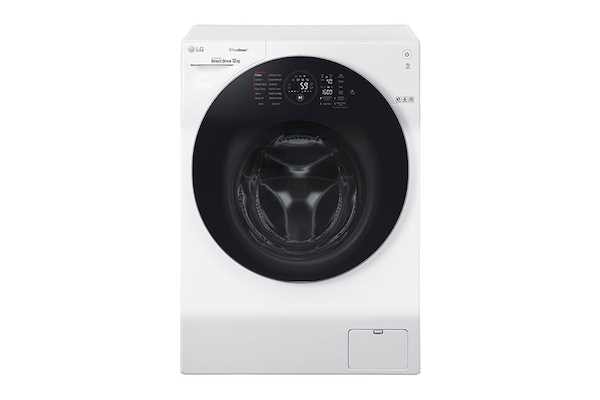 A front image of LG Washing Machine in white and black