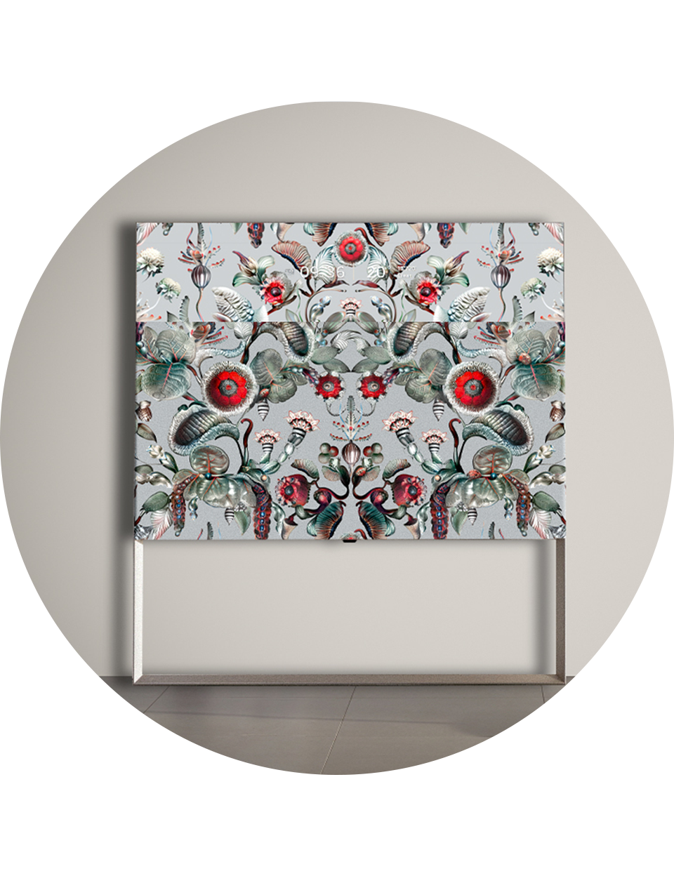 LG OLED TV displaying Moooi digital art at the 2022 Milan exhibition, “A Life Extraordinary.”