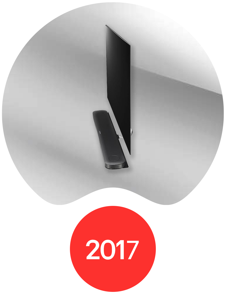 LG OLED W TV, introduced in 2017, featuring an ultra-thin, wallpaper-style design.