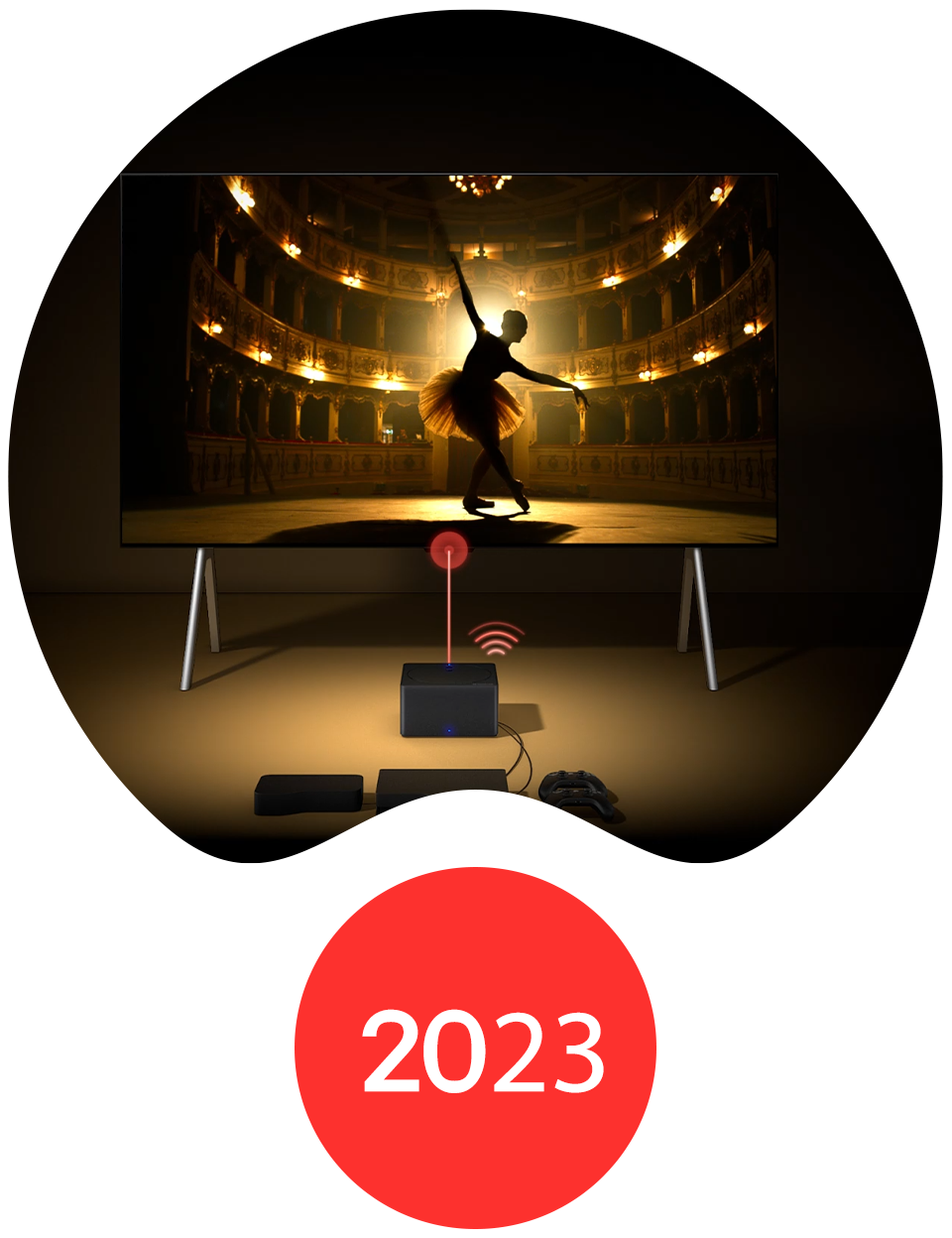 LG OLED evo M series TV with wireless Zero Connect Box, released in 2023.