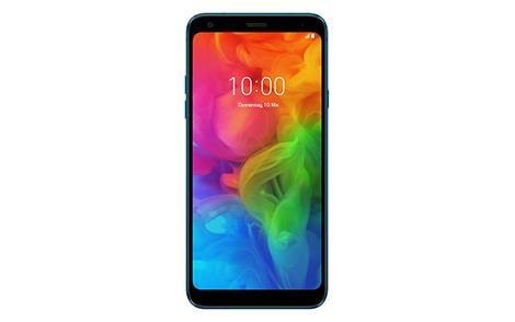 A front view image of lg q7+ smartphone.